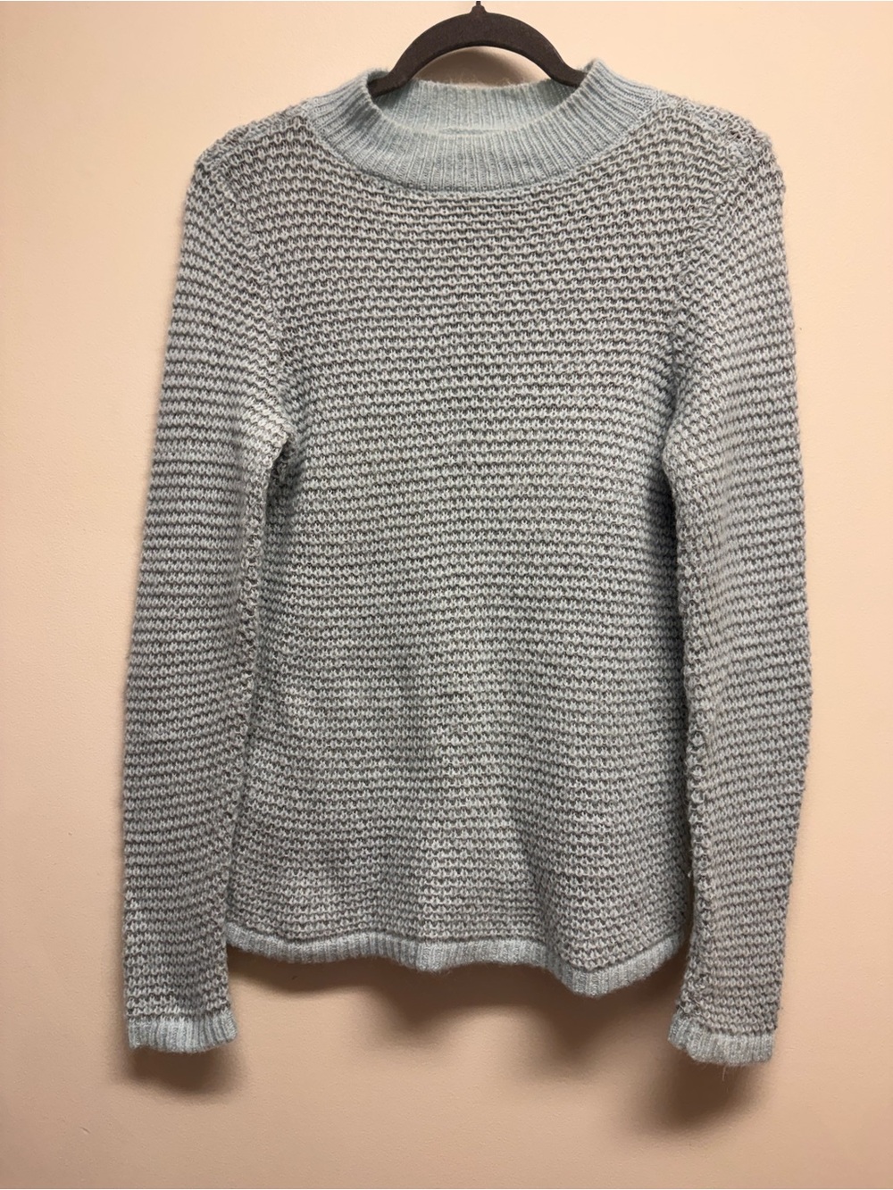 LOFT Light Mint Cotton Mohair Wool Blend Crewneck Sweater EUC Size M